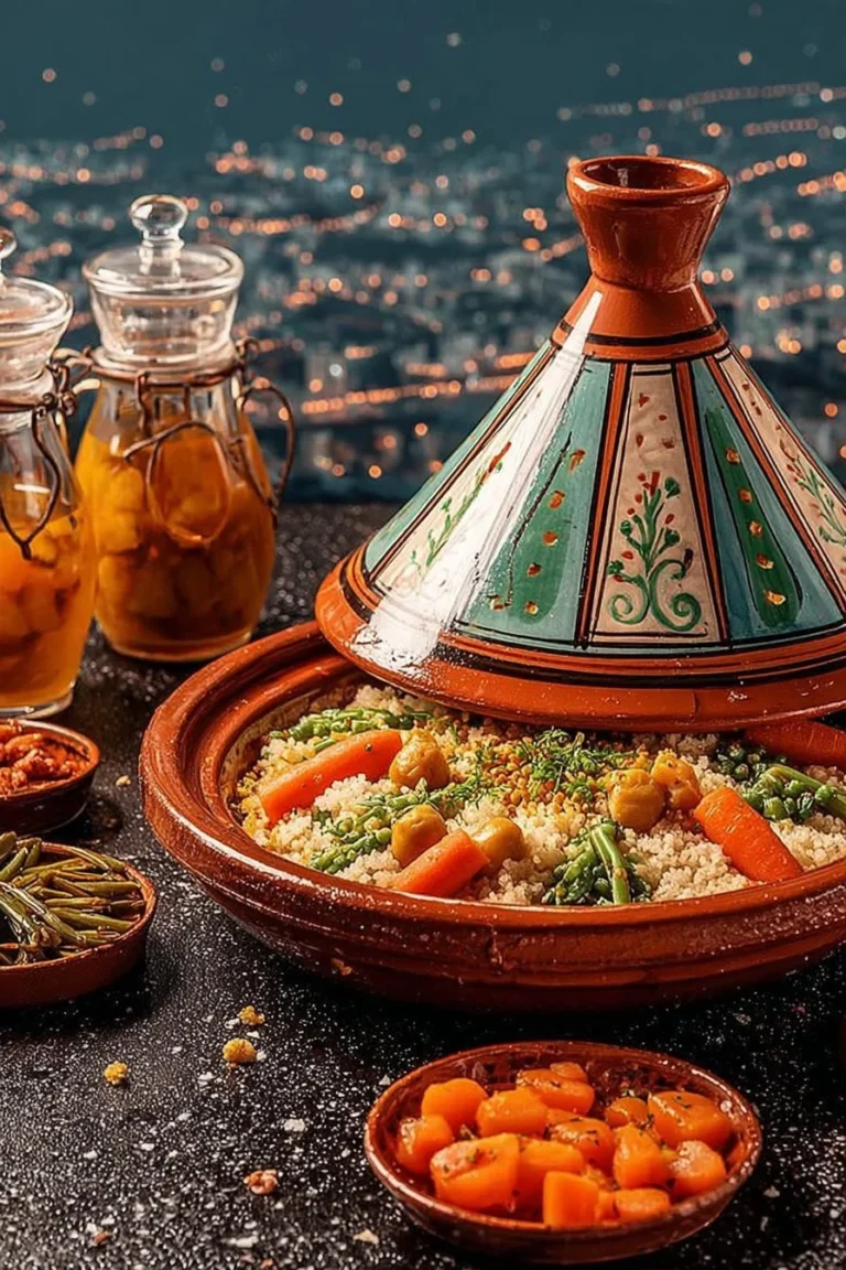 A colorful array of traditional Moroccan food showcasing spices and authenticity.