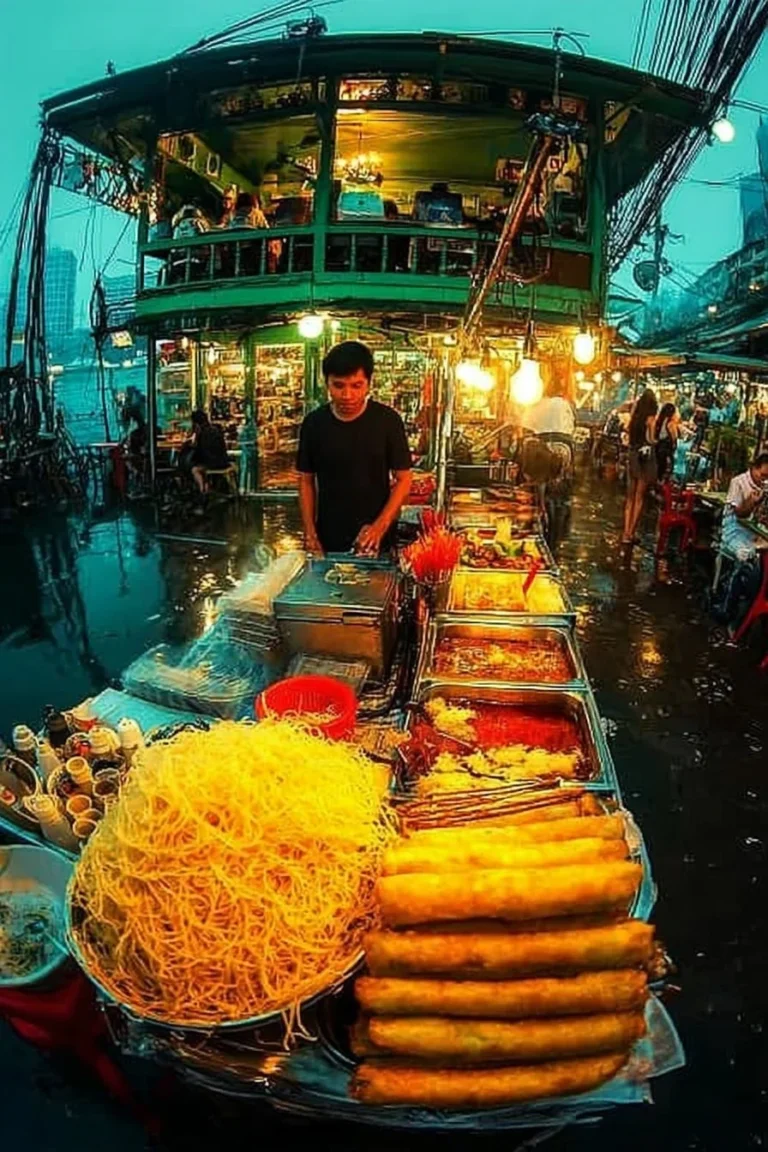 Delicious Thailand food served at a street market during travel.