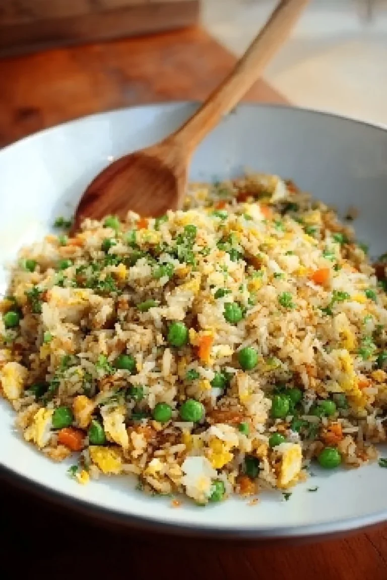 Delicious homemade fried rice served in a bowl, ready in 20 minutes.