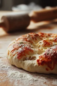 Freshly made artisan pizza dough ready for baking