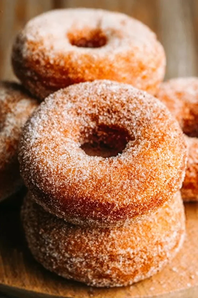 Freshly baked apple cider donuts with cinnamon sugar topping