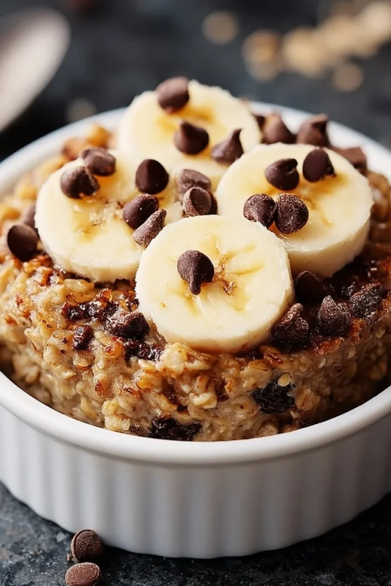 Baked banana chocolate chip oatmeal fresh out of the oven