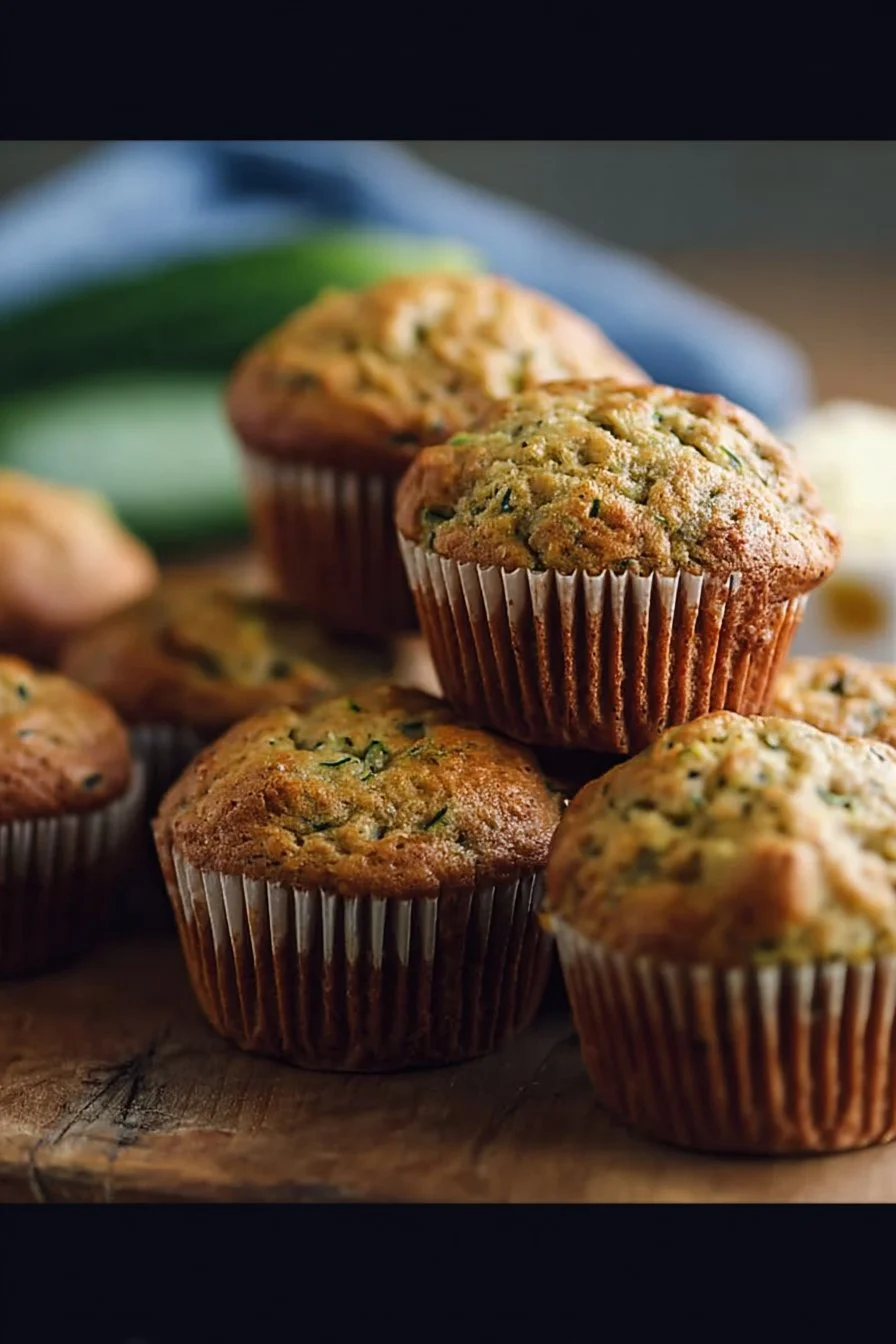 Delicious homemade banana zucchini bread muffins on a rustic table
