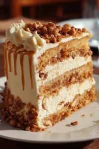 Butterscotch Crunch Cake with layers of rich butterscotch and a crispy topping