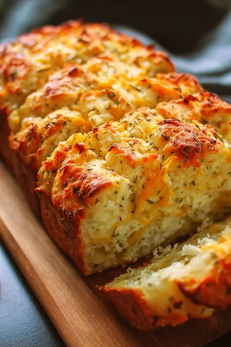 Freshly baked cheese bread with a golden crust and gooey cheese inside