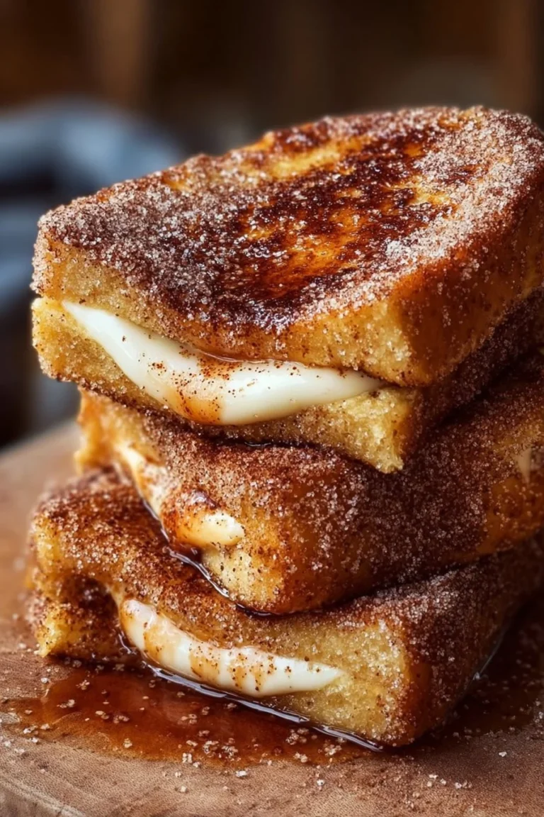 Churro stuffed French toast with sprinkled cinnamon sugar on top