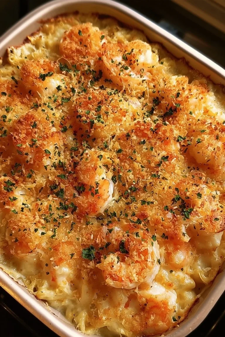 Delicious Crab and Shrimp Casserole prepared with fresh seafood ingredients
