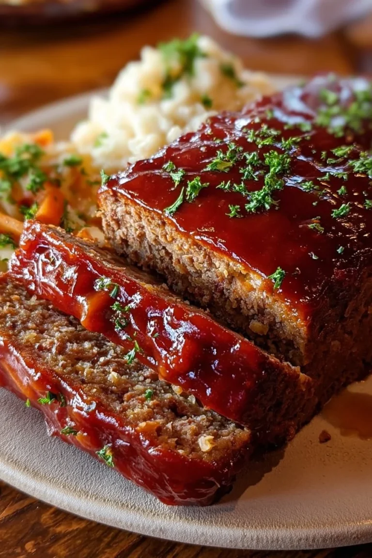 Delicious Cracker Barrel-style meatloaf served with sides.