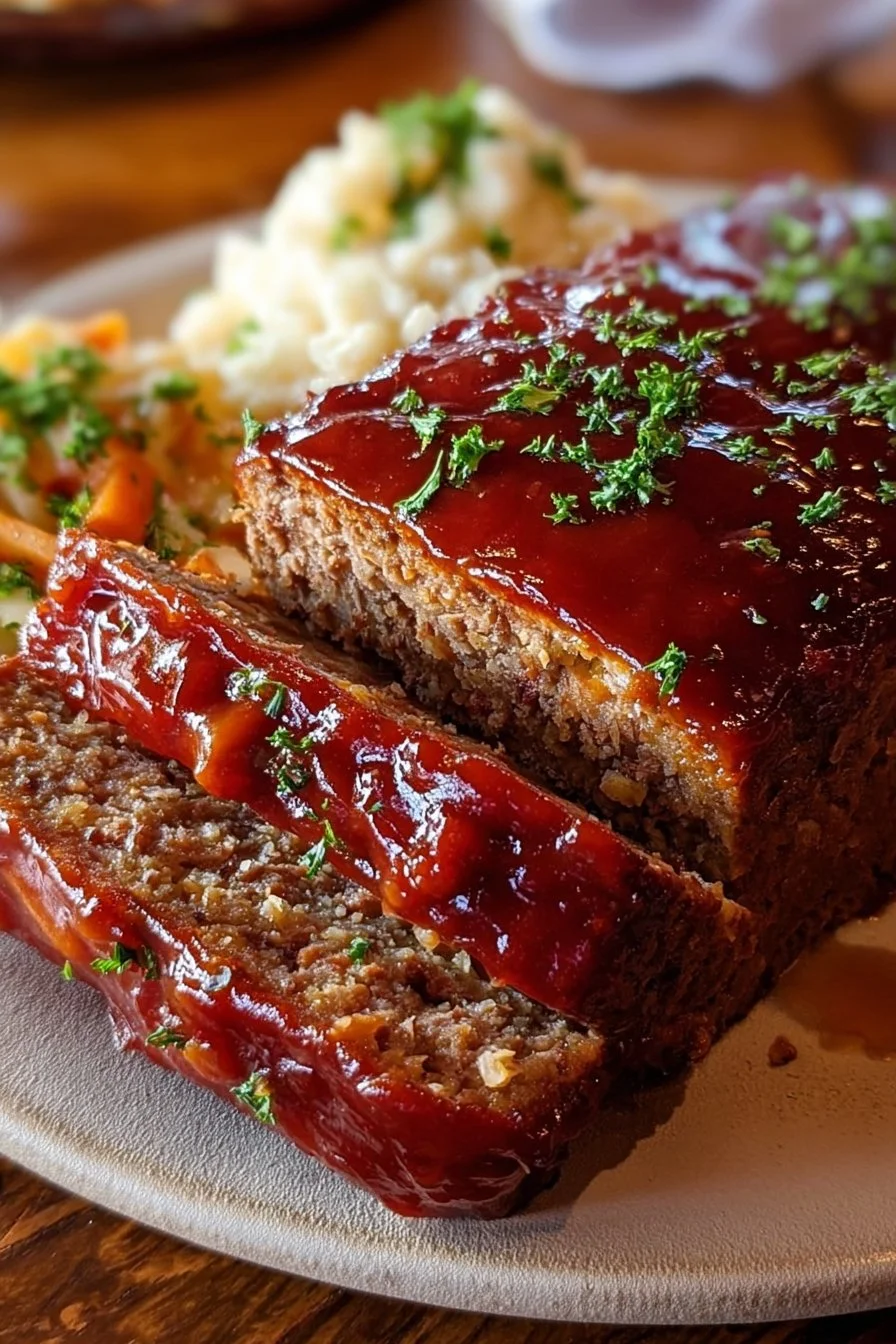 Delicious Cracker Barrel-style meatloaf served with sides.