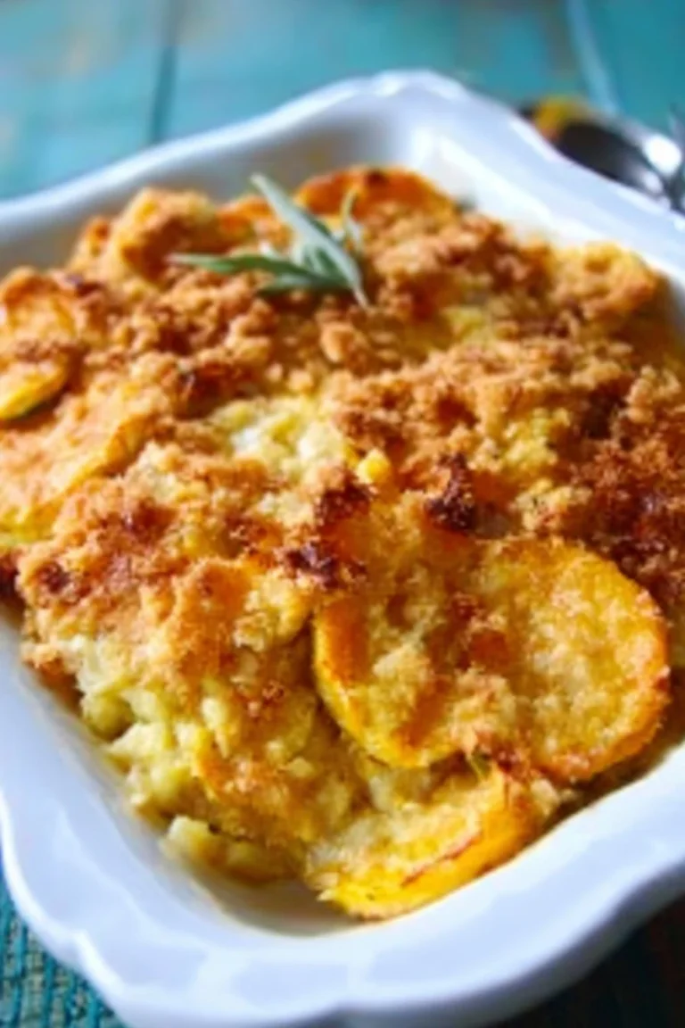 Delicious Southern Squash Casserole with melted cheese and fresh vegetables