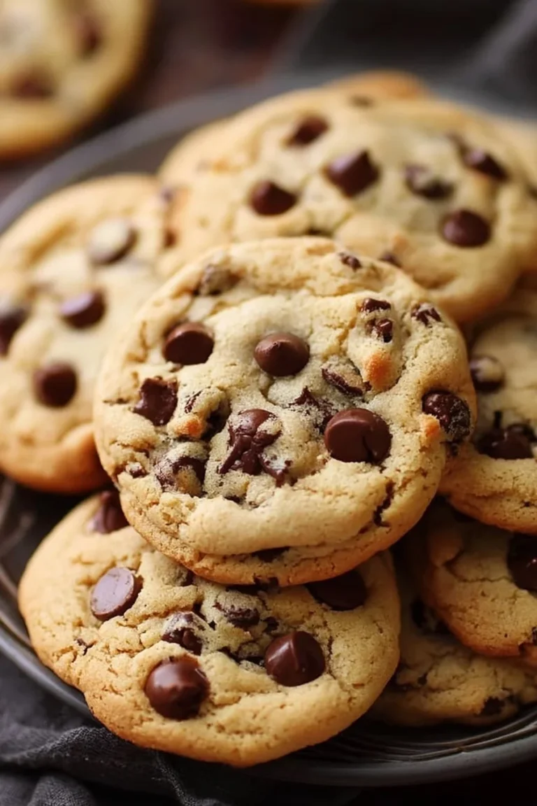 Batch of freshly baked easy chocolate chip cookies on a cooling rack