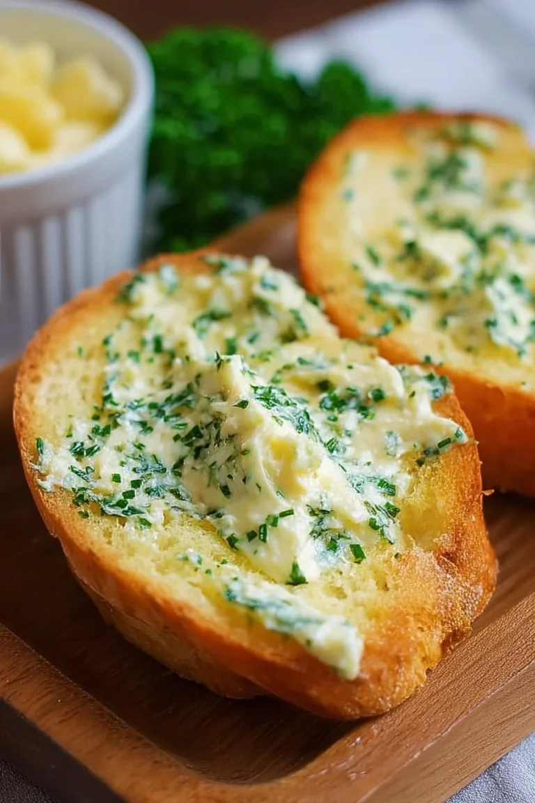 Delicious homemade garlic bread spread on fresh bread for a tasty appetizer