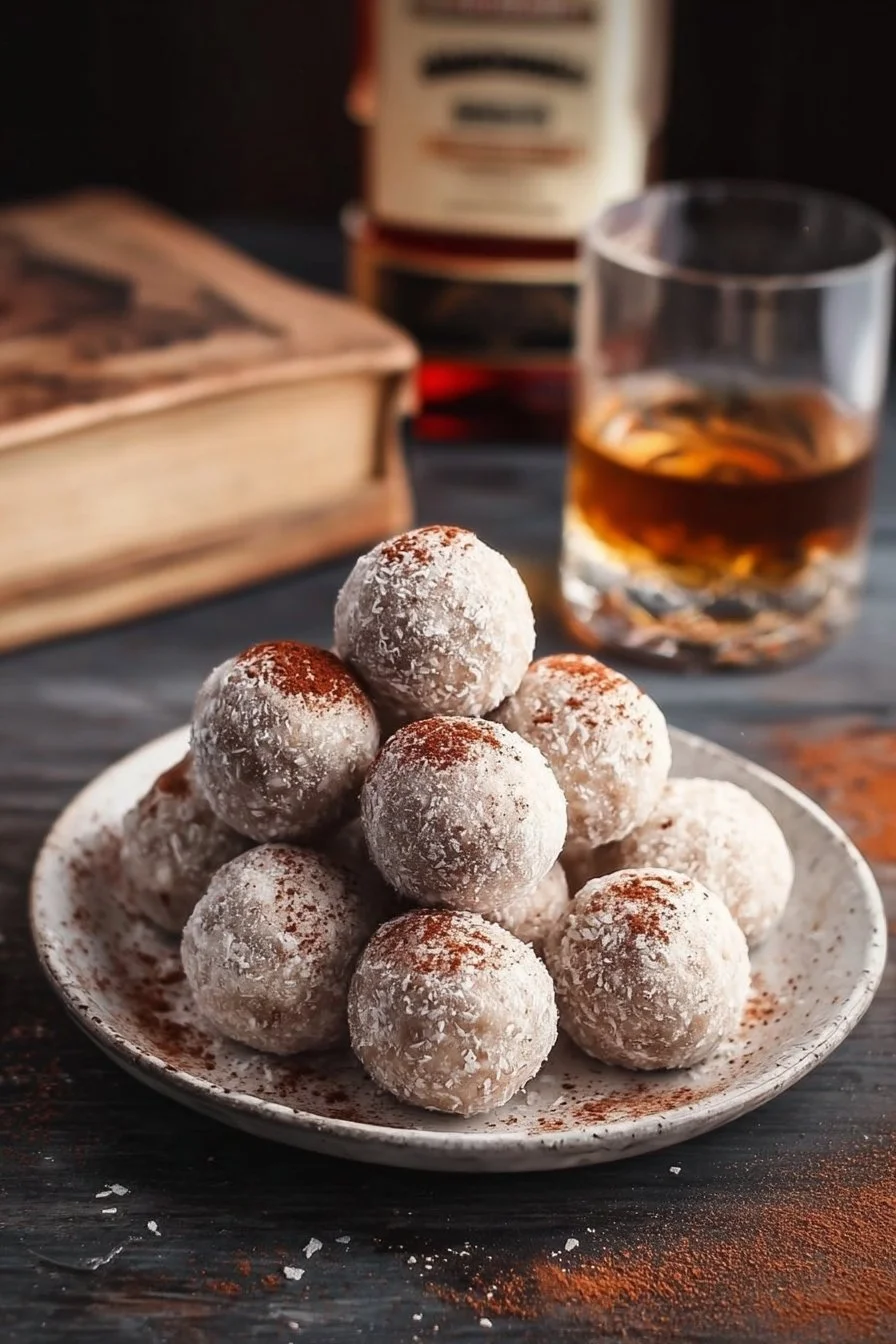 Delicious Fireball Whiskey Balls infused with cinnamon whiskey flavor