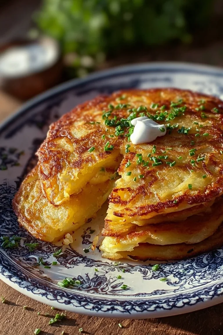 Delicious homemade German potato pancakes served with applesauce and sour cream