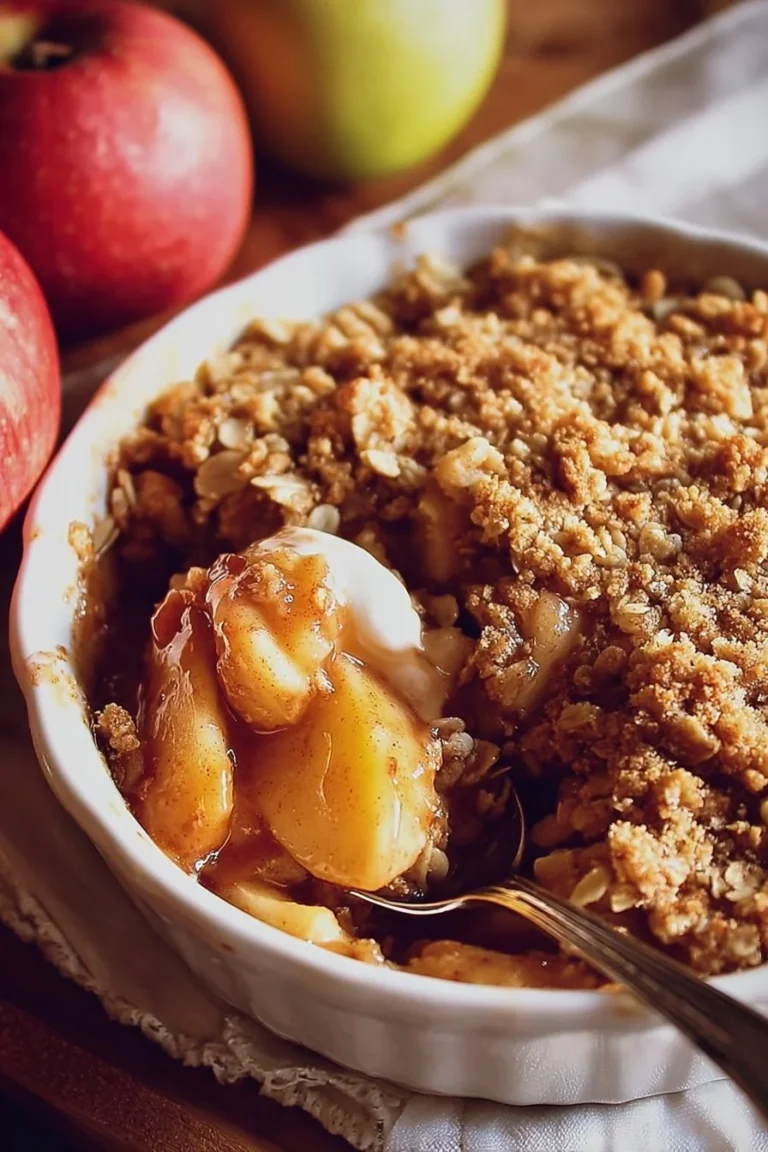 Delicious Grandma's Apple Crisp with a golden brown topping and warm apple filling