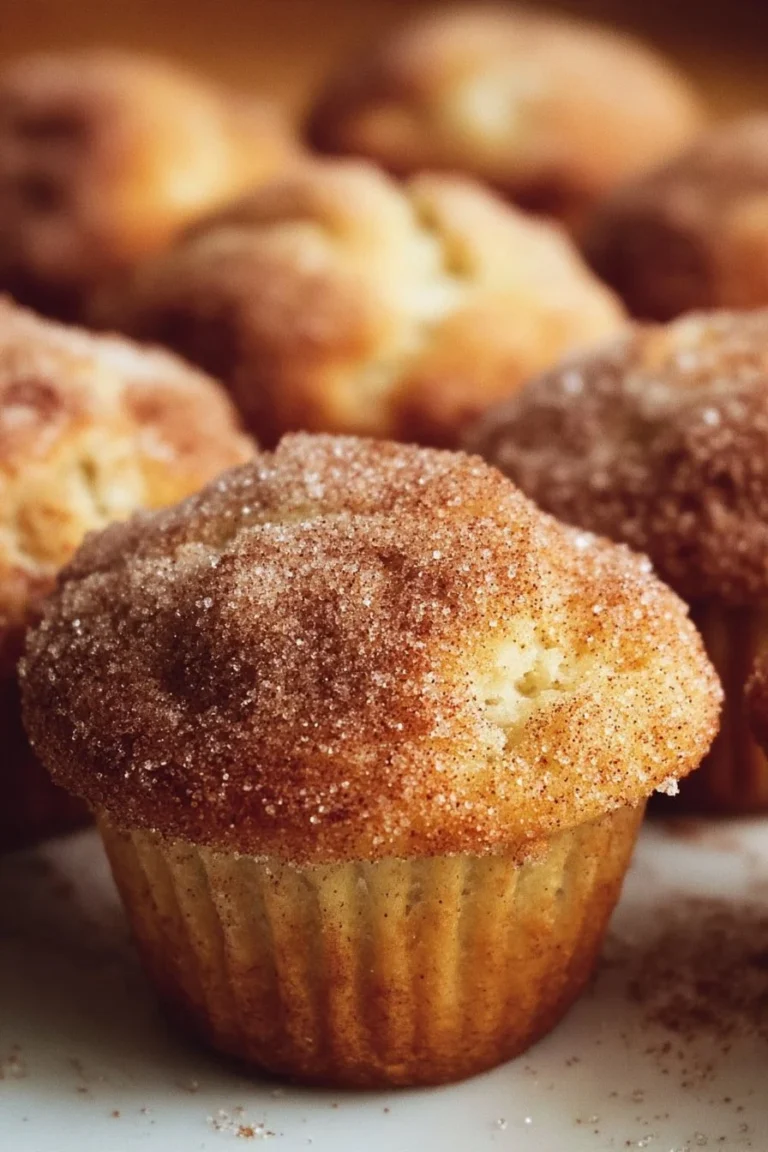 Fluffy cinnamon sugar donut muffins baked to perfection in a tin.