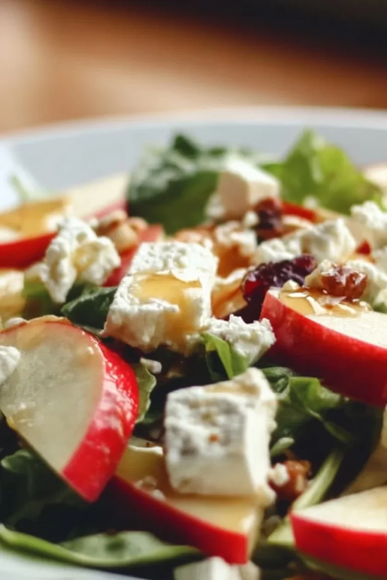 Honeycrisp Apple and Feta Salad with greens, nuts, and vinaigrette