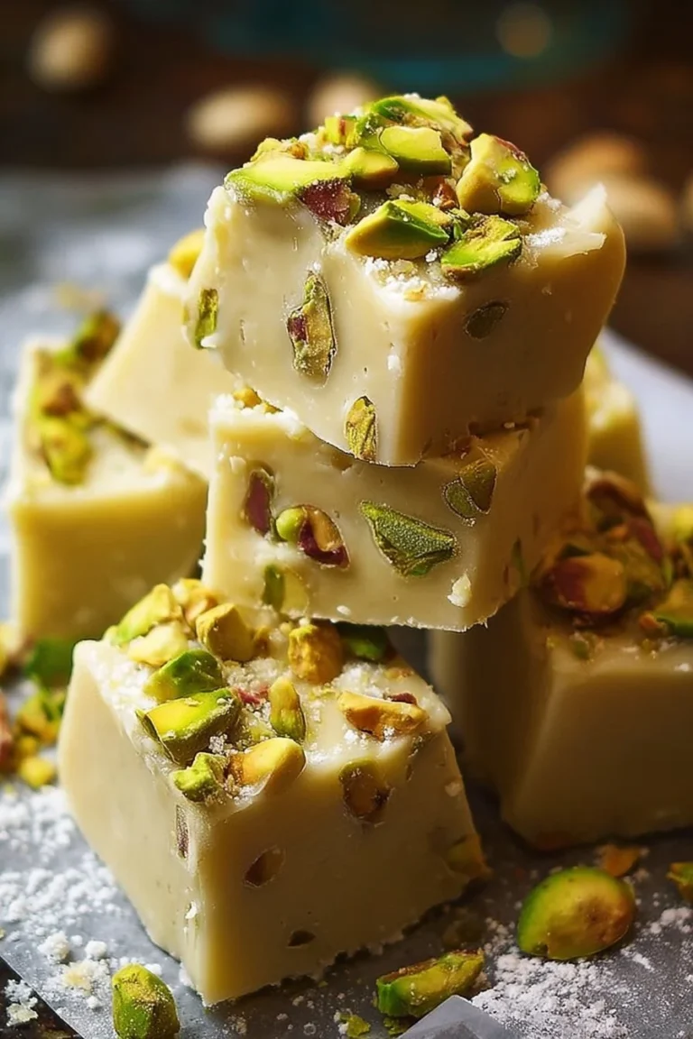 Delicious Italian Amaretto Pistachio Fudge with rich flavors and nuts