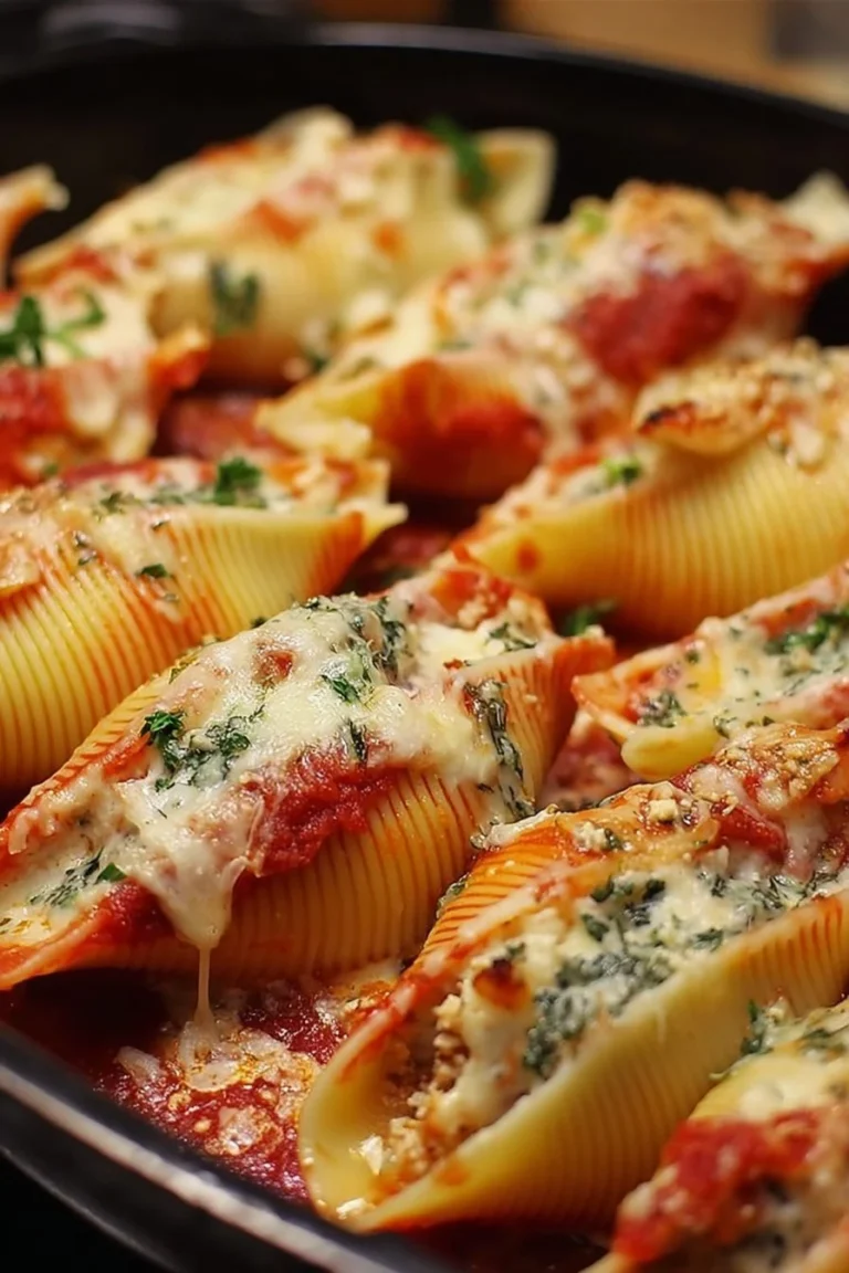 Delicious Italian stuffed shells filled with cheese and herbs on a plate