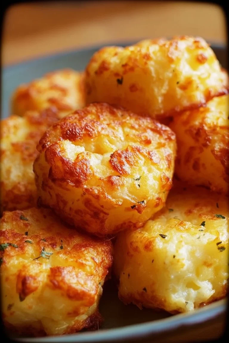 Homemade leftover mashed potato cheese puffs ready to eat