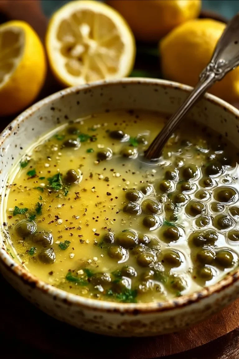 Homemade Lemon Caper Sauce drizzled over grilled fish