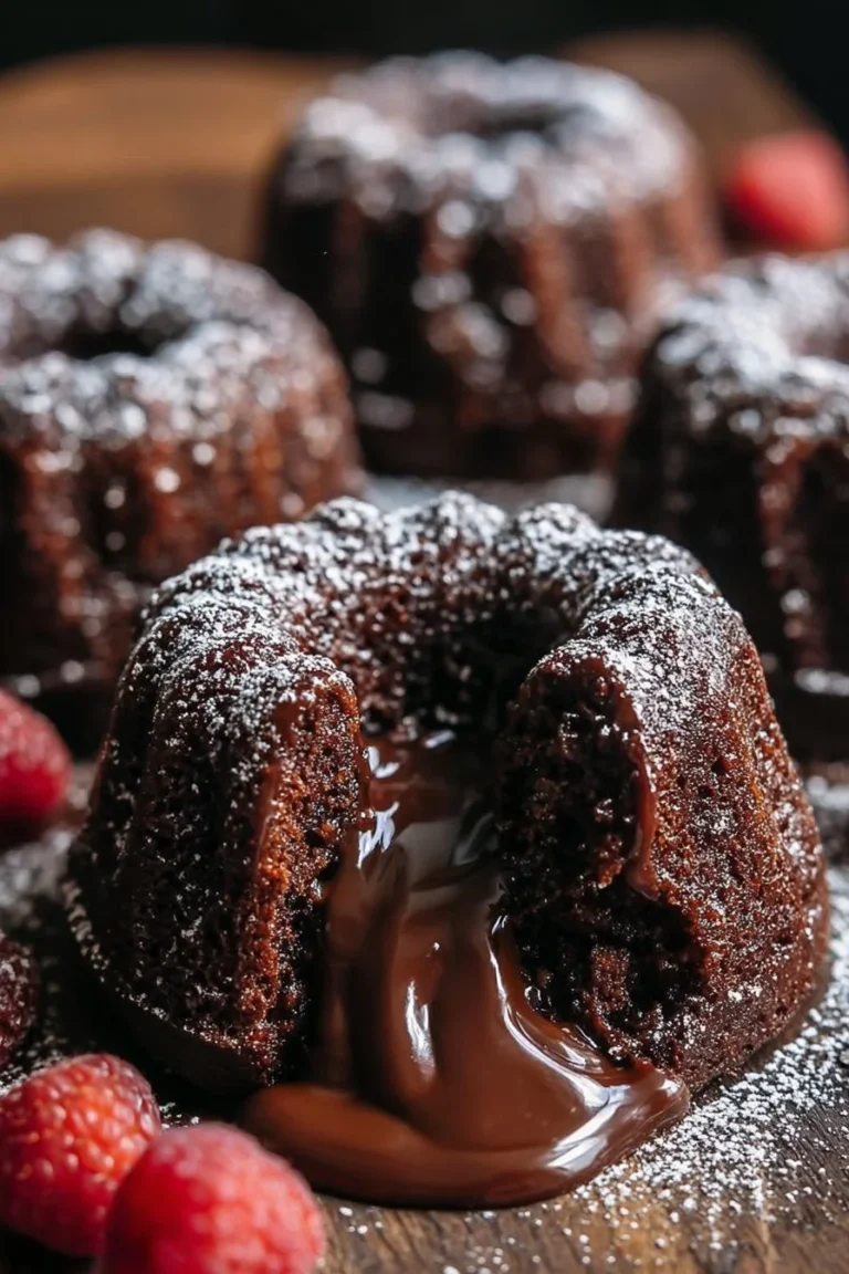 Mini Chocolate Lava Bundt Cakes with gooey chocolate centers.