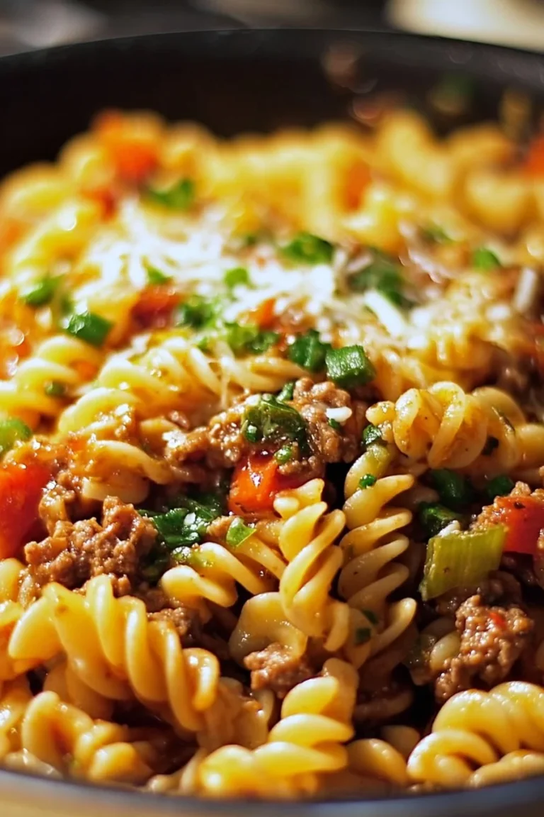 Overnight Taco Pasta in a bowl with fresh toppings and cilantro