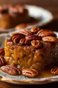 Delicious Pecan Pie Pudding Cake with a rich and creamy texture