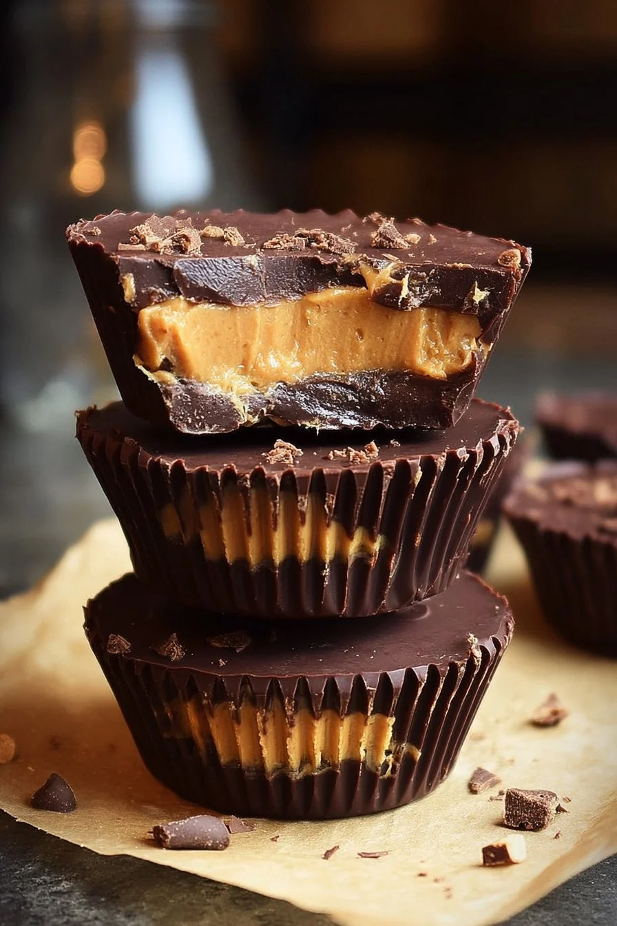 Delicious Protein Peanut Butter Cups with a rich peanut butter filling