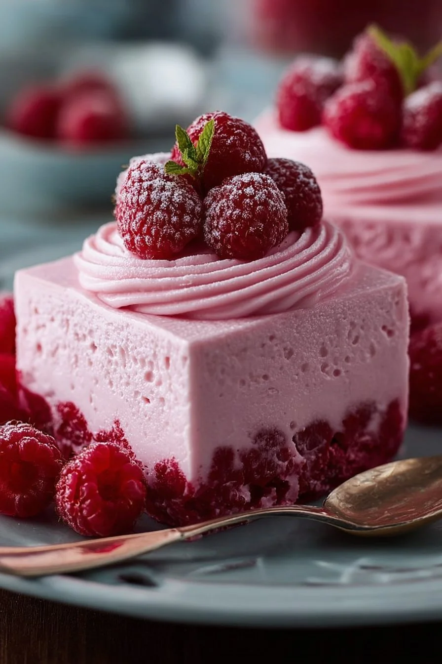 Delicious raspberry mousse served in a elegant dessert bowl