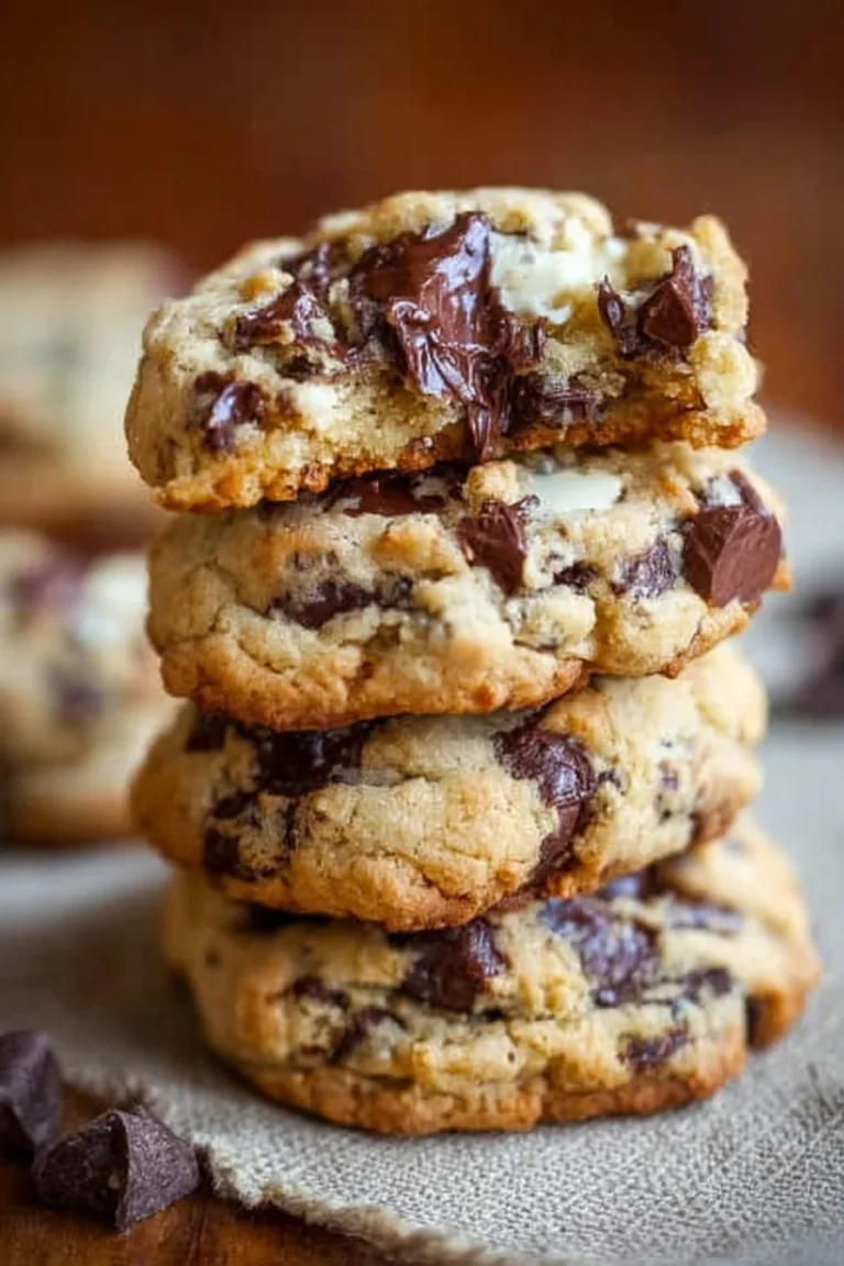 Softbatch cream cheese chocolate chip cookies on a plate, freshly baked.