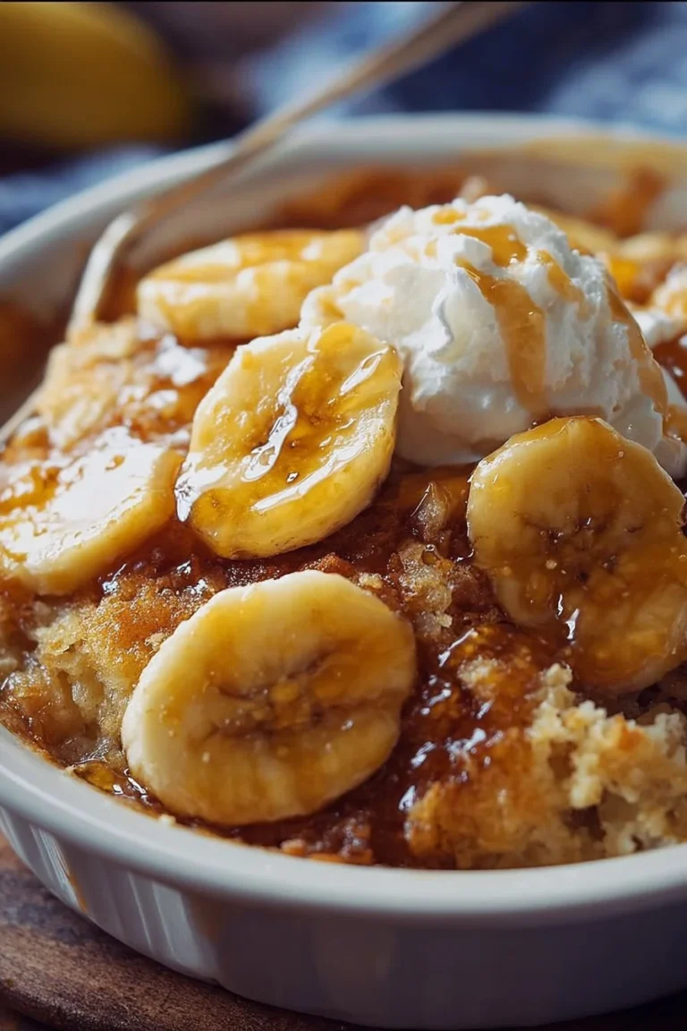 Southern banana cobbler with warm bananas and flaky crust