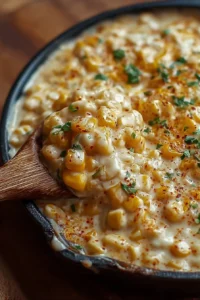 Delicious street corn queso served in a bowl with toppings.