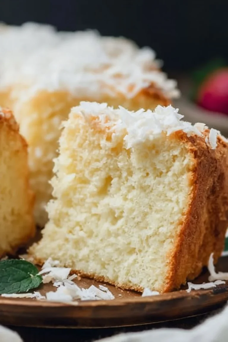 Delicious Coconut Pound Cake with a rich and moist texture