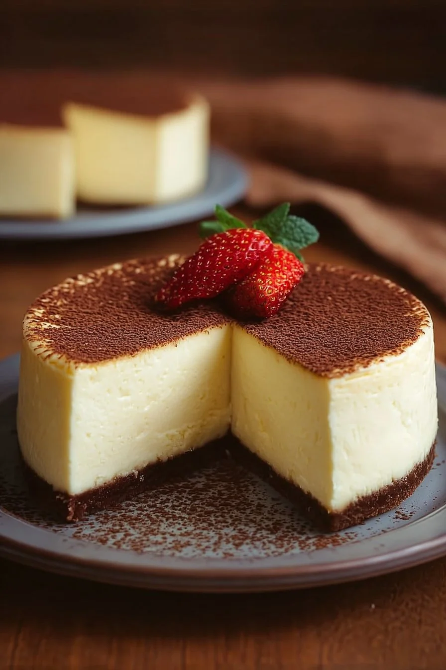 Delicious Vanilla Bean Brown Butter Cheesecake slice on a plate