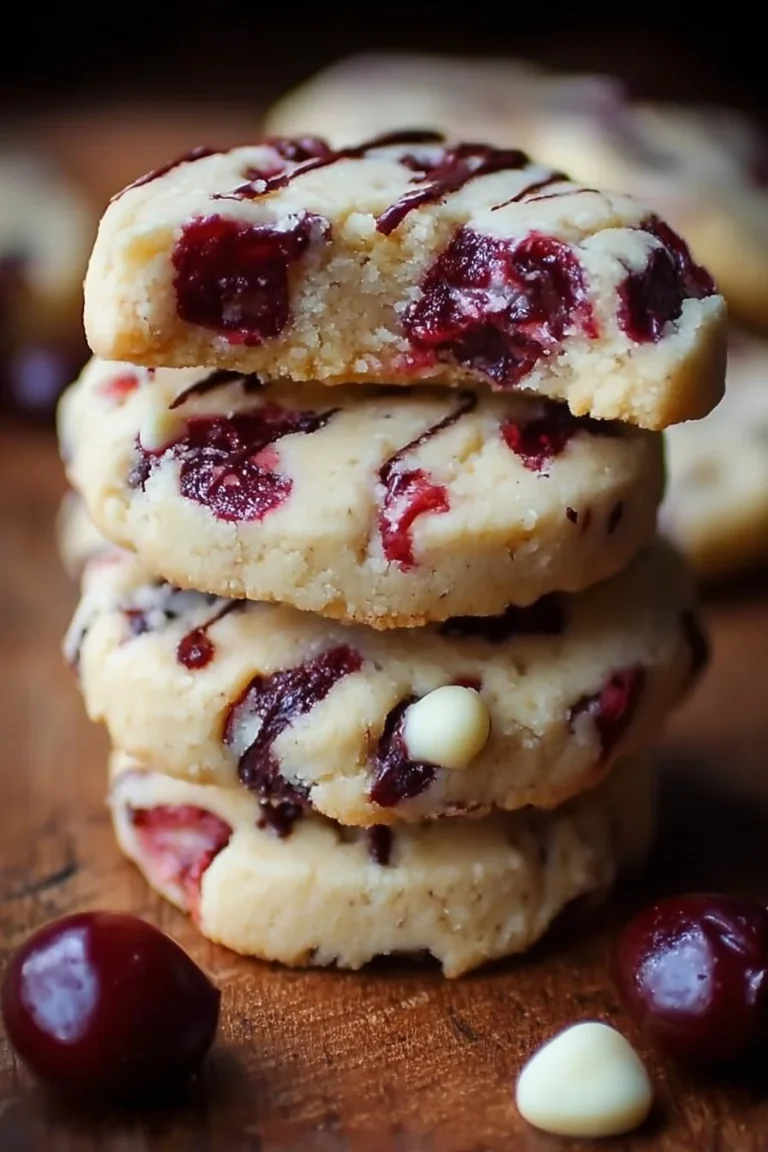 Delicious White Chocolate Cherry Shortbread Cookies with a rich flavor