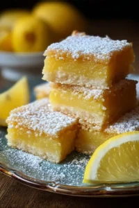 Delicious 2 ingredient lemon cake bars on a serving platter.