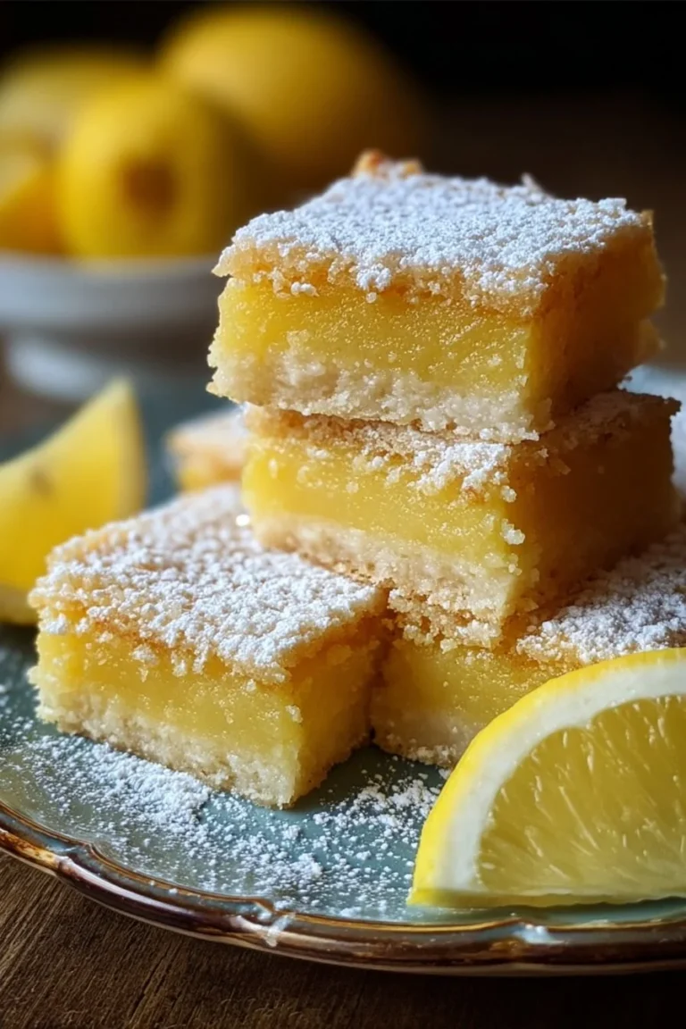 Delicious 2 ingredient lemon cake bars on a serving platter.