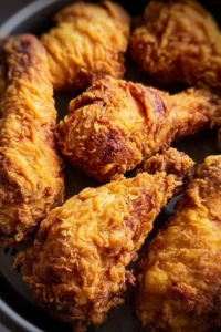 Delicious air fryer fried chicken served on a plate with crispy coating