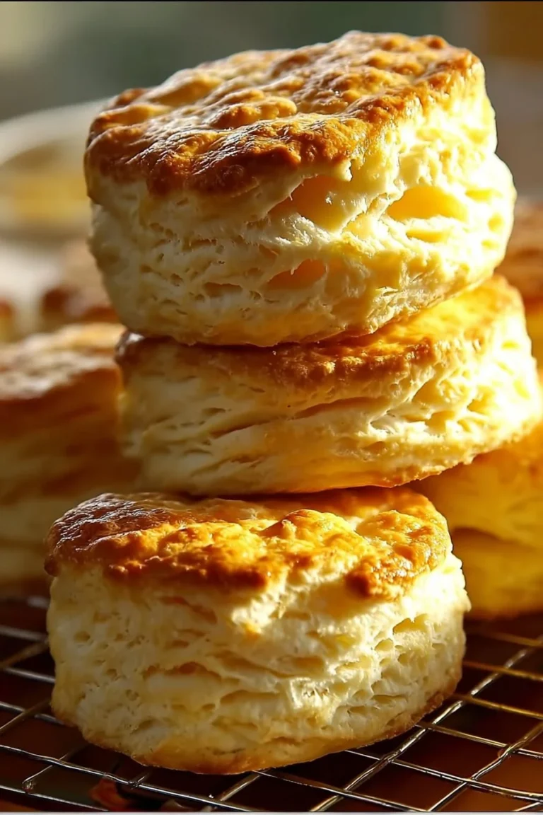 Freshly baked buttery biscuits on a wooden table, ready to be enjoyed.