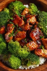 Delicious Bourbon Chicken with Broccoli served on a plate