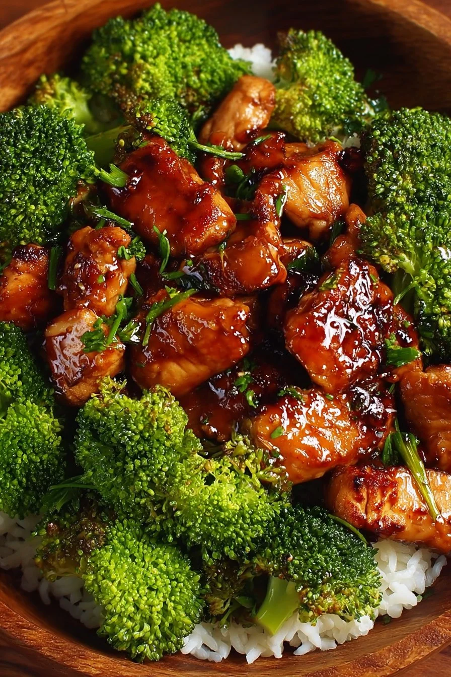 Delicious Bourbon Chicken with Broccoli served on a plate