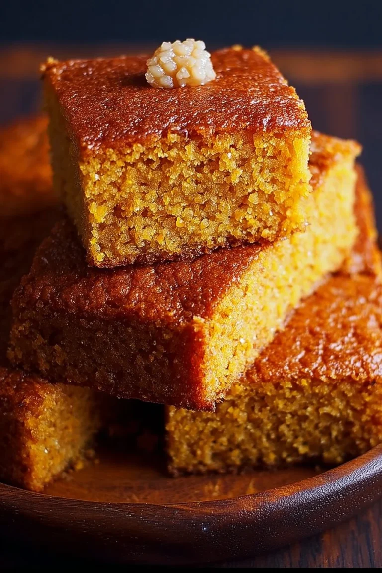 Slice of Brown Sugar Sweet Potato Cornbread on a wooden board