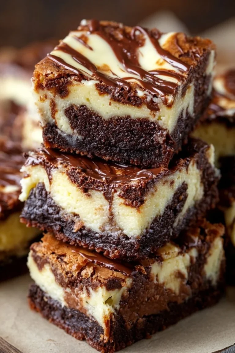 Decadent cheesecake brownies with creamy topping and chocolate layers