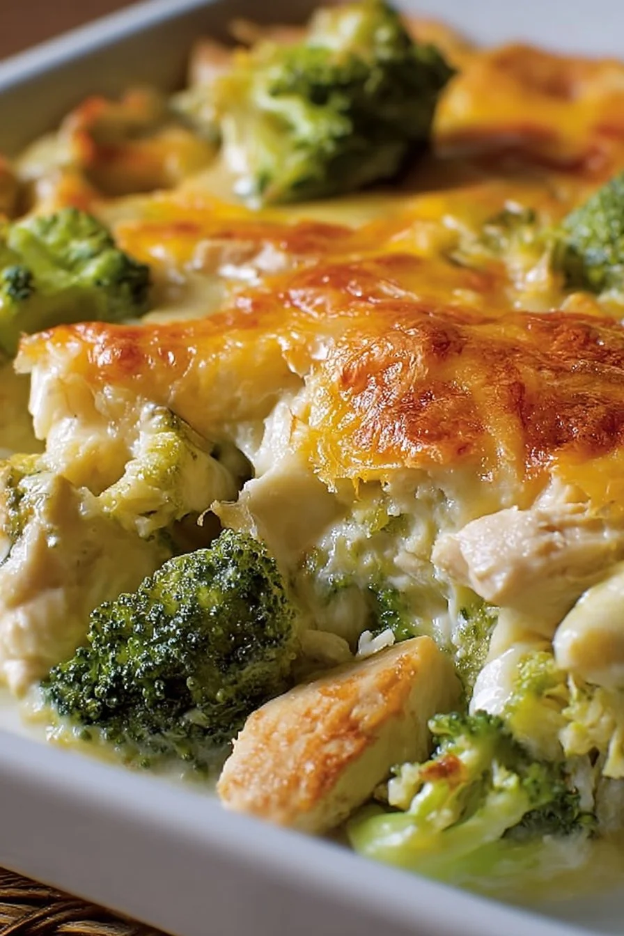 Delicious chicken broccoli bake fresh out of the oven