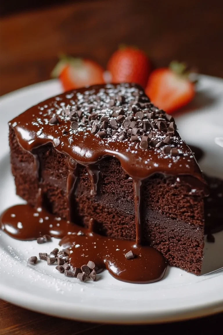 Delicious chocolate brownie cake topped with chocolate frosting
