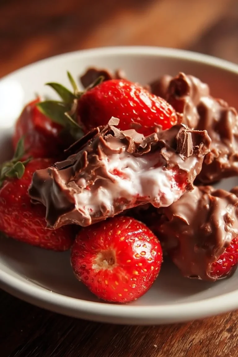 Chocolate Strawberry Yogurt Clusters with a rich chocolate coating and strawberry flavor