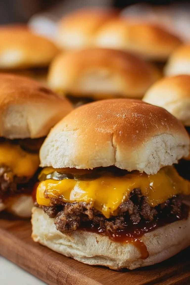 Chopped cheeseburger sliders served on a platter