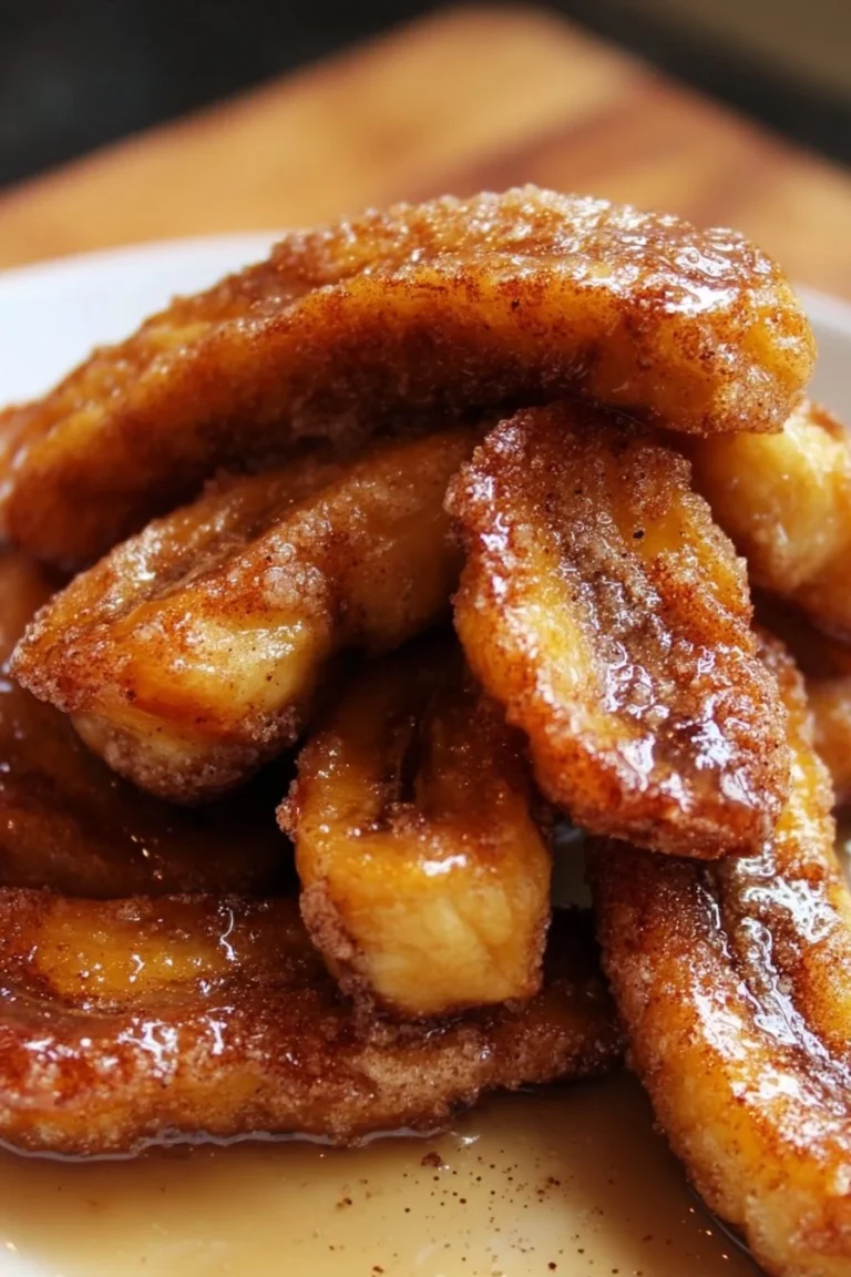 Delicious fried cinnamon bananas served warm with a sprinkle of cinnamon sugar