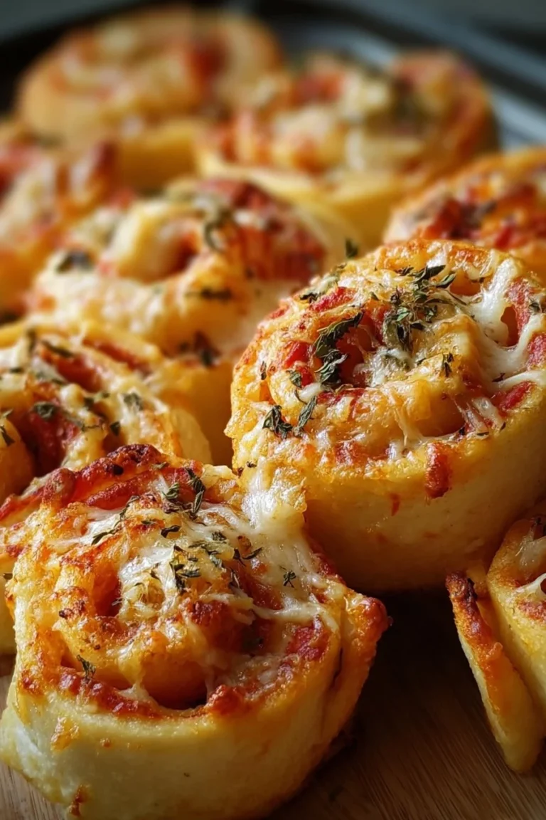 Delicious homemade pizza rolls fresh out of the oven with melted cheese and toppings.